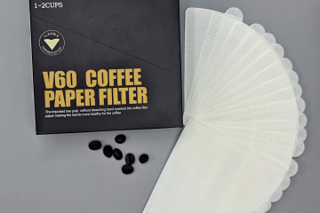 V60 coffee paper filters made from eco-friendly wood pulp and abaca fibers
